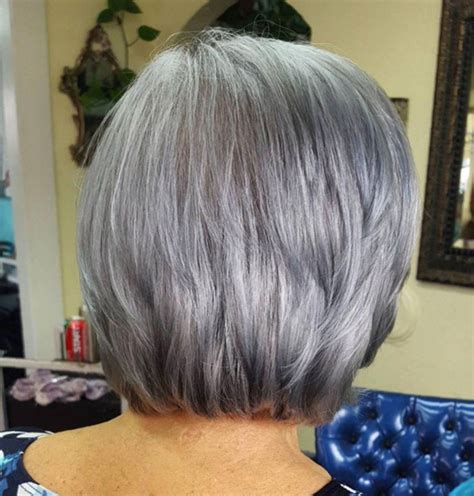 Short To Medium Layered Gray Hairstyle Grayhaircolors Hair Styles