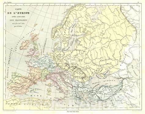 Historic Map 1856 Carte De Leurope Apres Linvasion Des Barbares