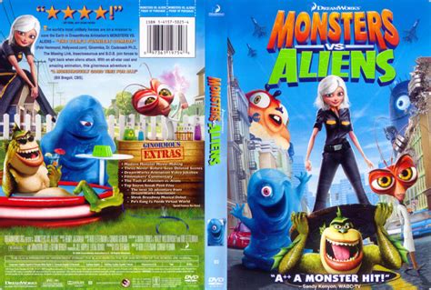 Monsters Vs Aliens 2009 WS R1 Cartoon DVD CD Label DVD Cover
