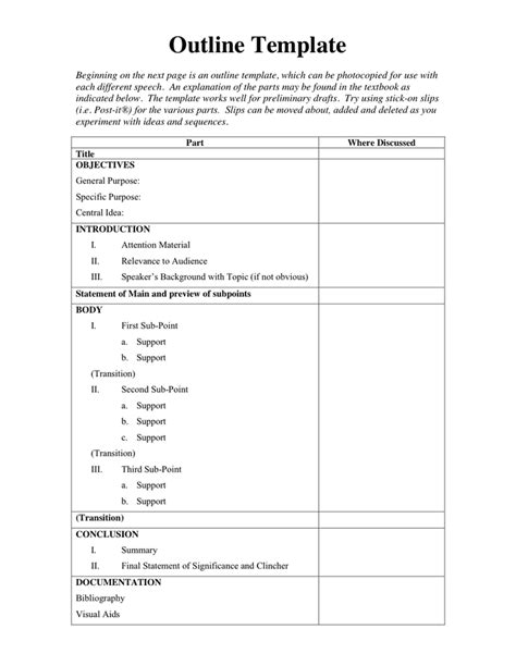 Outline Template In Word And Pdf Formats