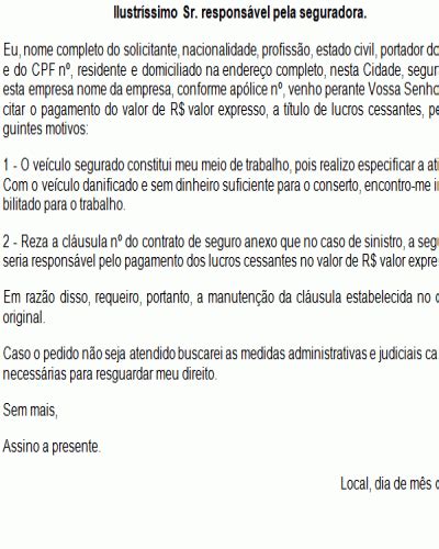 Referência Para Uma Petição Carta De Solicitação De Pagamento De Lucro