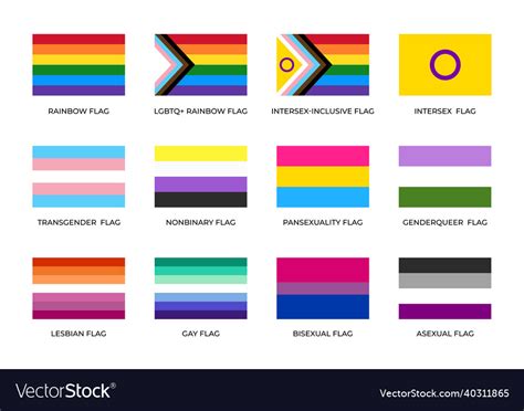 Lgbtq Pride Flags Lgbt Community Sexual Identity Vector Image