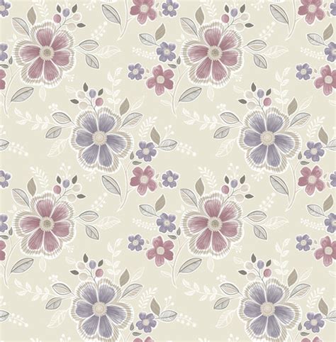 Brewster 2704 22203 For Your Bath Iii Chloe Purple Floral Wallpaper