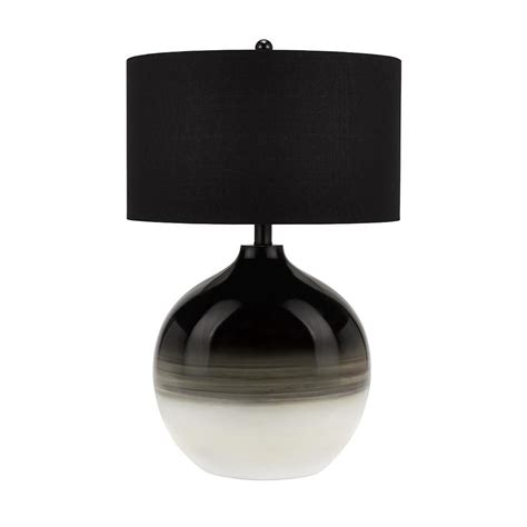Cresswell 30 In Black And White Ombre Striped Glass Table Lamp Black