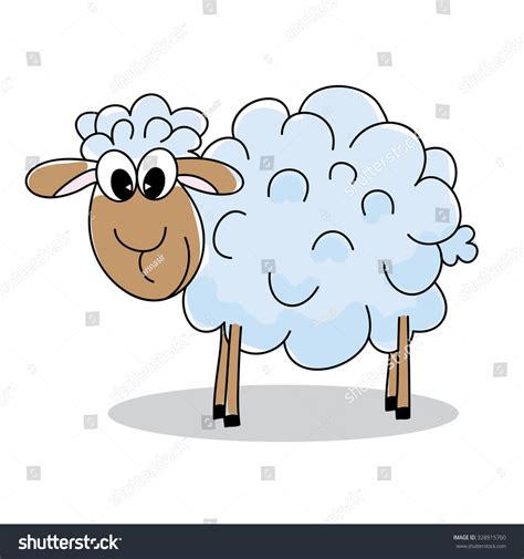 Smiling Sheep Cartoon On White Background Stock Vector
