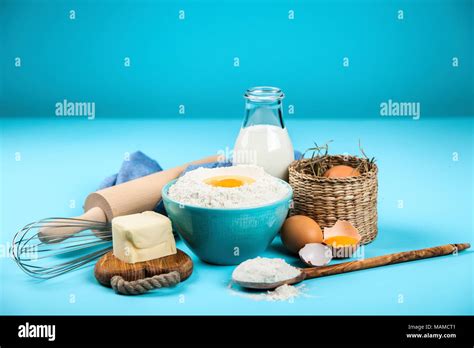 Basic Baking Ingredients Stock Photo Alamy