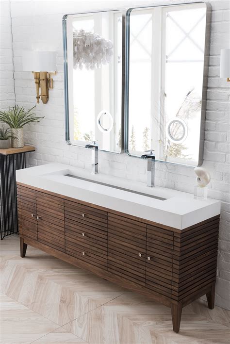 Modern bathroom vanities of 2021 that will be a beautiful addition to your bathroom, looking for best one? Linear 72" Double Bathroom Vanity, Mid Century Walnut