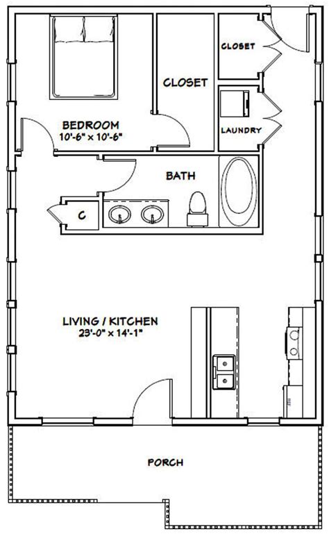 24x32 House 1 Bedroom 1 Bath 768 Sq Ft Pdf Floor Plan Etsy Tiny House