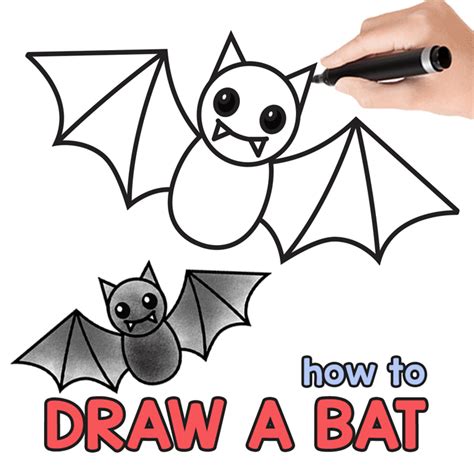 How To Draw A Bat Step By Step Bat Drawing Tutorial Easy Halloween