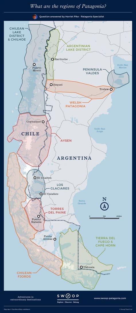 Map Showing Regions Of Patagonia Patagonia Stretches Across Chile And