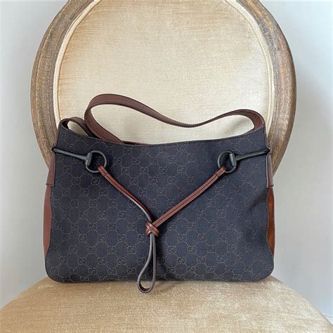 Gucci Brown Leather And Monogram Canvas Horsebit Hobo Bag I Miss You
