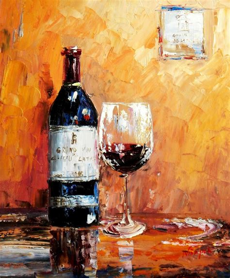 Oil Paintings Of Wine Bottles Abstract Still Life With Wine Bottle 50x60 Cm Oil Painting