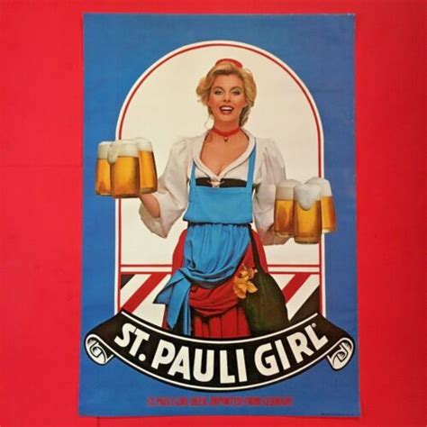 1982 Vintage St Pauli Girl Beer Promo Poster Sexy Busty Glamor Girl