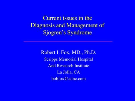 Ppt Current Issues In The Diagnosis And Management Of Sjogrens