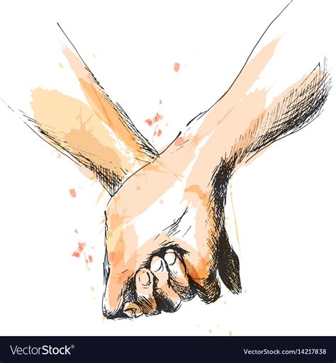 Colored Hand Sketch Holding Hands Royalty Free Vector Image