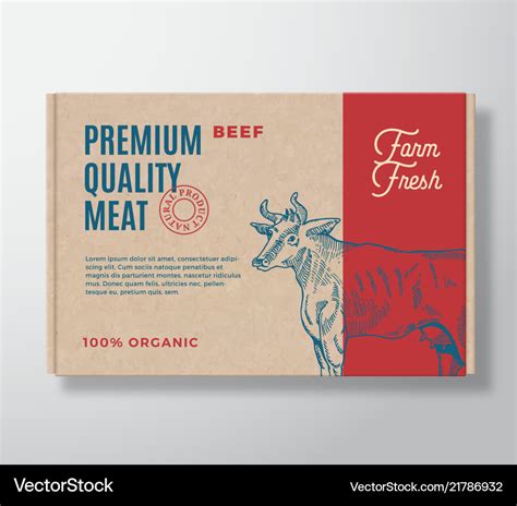 Premium Quality Beef Meat Packaging Label Vector Image