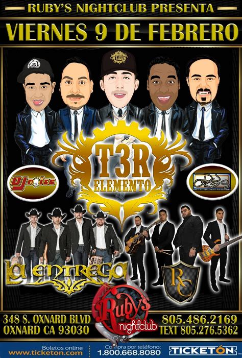 T3r Elemento Tickets Boletos Oxnard Rubys Cafe