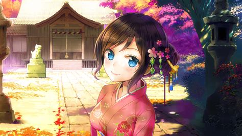 Anime Girl Kimono Wqhd 1440p Wallpaper Pixelzcc