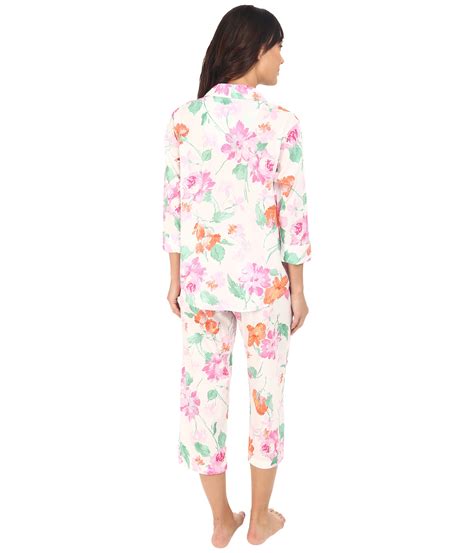 Lauren By Ralph Lauren Cotton Lawn 34 Sleeve Capris Pajama Set Lyst