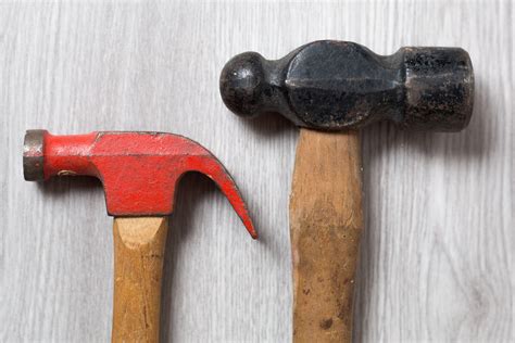 Vintage Hammers Pair Of Metal And Wood Hammer Red Head Hammer