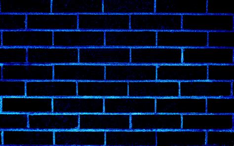 Download Wallpapers Blue Neon Masonry Texture Neon Brick Texture