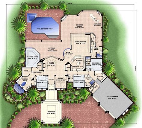 Mediterranean House Plan With Gracious Lanai And Garage Options