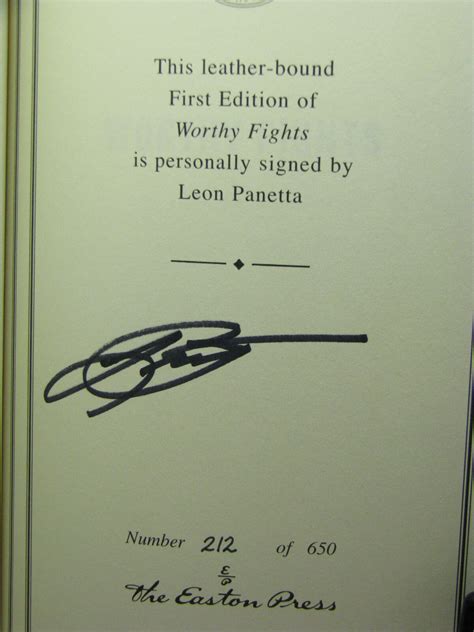 1st Signed By Author Worthy Fights By Leon Panetta Easton Press Ebay