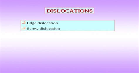 Dislocations Edge Dislocation Screw Dislocation Slip Dislocation