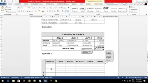 Ejemplo 15 Tablas En Word Youtube