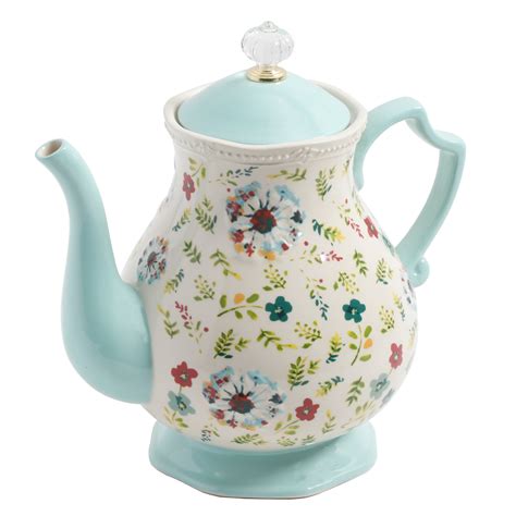 the pioneer woman kari 2 4 quart tea pot floral design dining coffee kitchen ebay