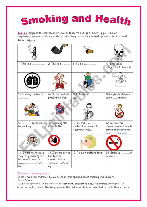 9th Form Module 3 Lesson 2 Smoking And Health Part 1 Esl Worksheet