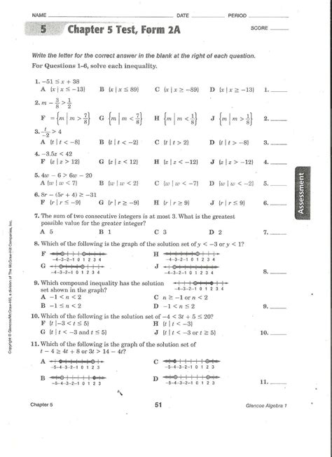 Chapter 5 Test Form 2a Answers