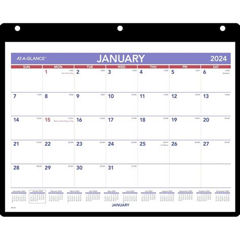 At A Glance Monthly Deskwall Calendar With Poly Holder Julian Dates