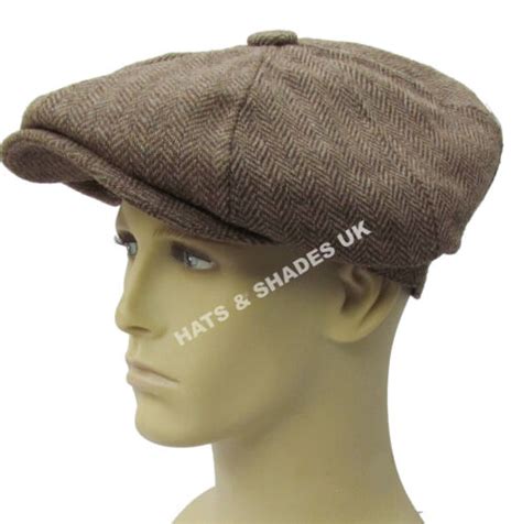 Peaky Blinders Newsboy Gatsby Cap Hat Tweed Herringbone Flat 8 Panel