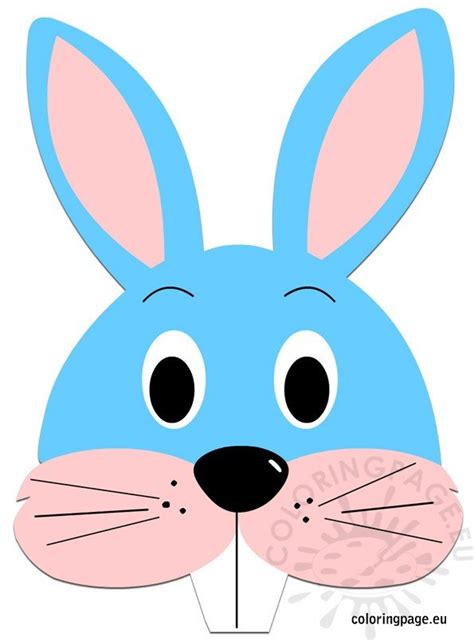 Molde coelhinho da páscoa | easter bunny template. Blue Bunny Mask - Coloring Page