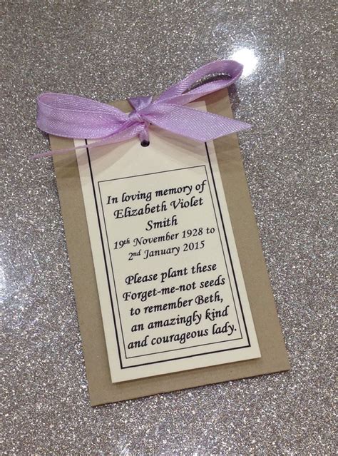Funeral Memorial Favor Forget Me Not Seed Labels Prin