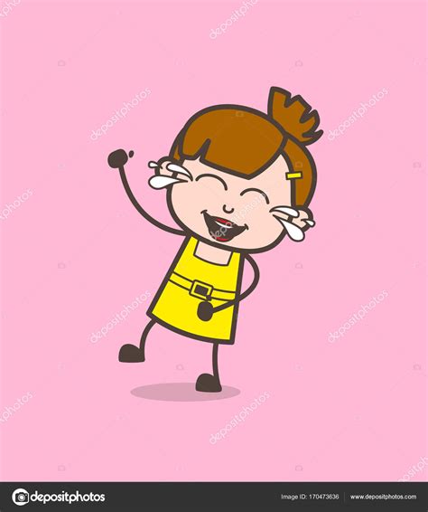 Смеющийся ребенок с слезы радости - милый мультфильм девочка вектор