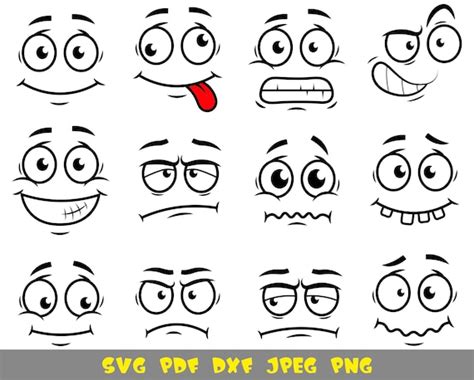 funny cartoon faces svg png pdf dxf file etsy