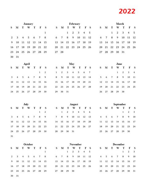 2022 Calendar Blank Printable Calendar Template In Pdf Word Excel Riset