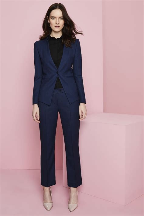 Contemporary Womens Notch Neck Jacketstraight Leg Trouser Suit