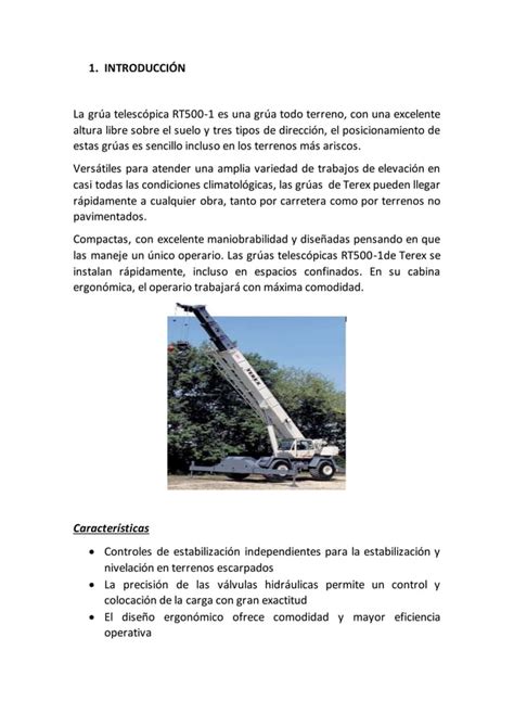 Plan De Mantenimiento De Grúa Telescópica Avance 1 Pdf