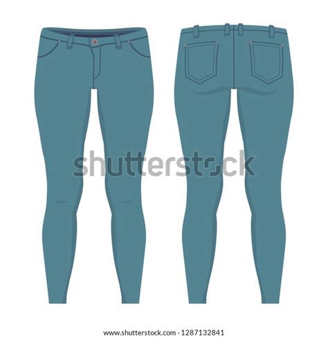 Womens Jeans Front Back Views On Stock Illustration 1287132841