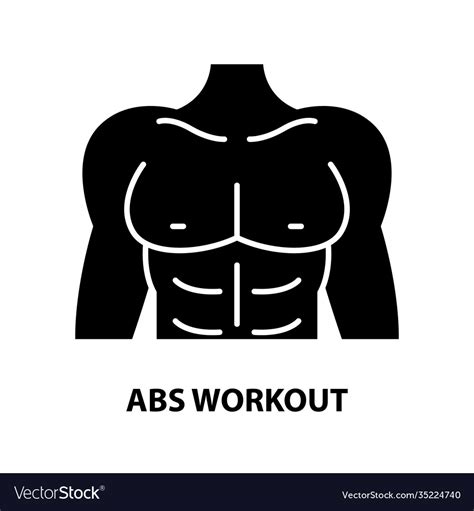 Abs Workout Icon Black Sign With Editable Vector Image