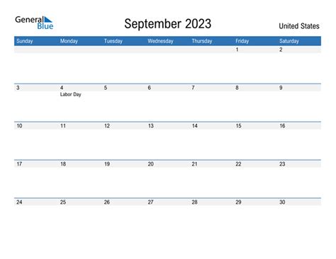 September 2023 Calendar With United States Holidays