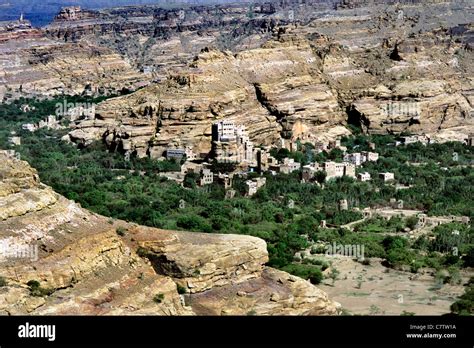 Yemen Sanaa View Of Wadi Dhar Stock Photo Alamy