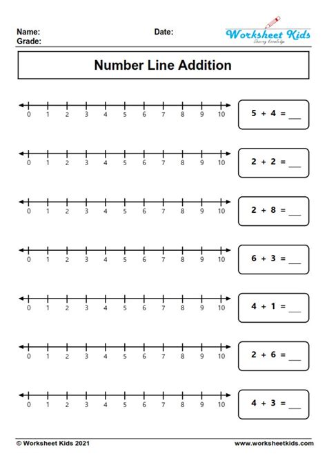 Number Line Addition Worksheets For Grade 1 Free Printable Pdf