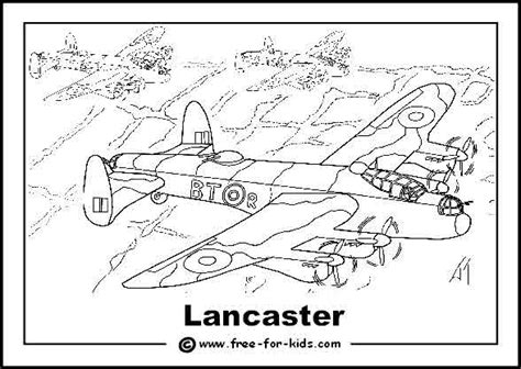 Free printable world war 2 aeroplane colouring pages for kids including a spitfire, hurricane and lancaster bomber. World War 2 Aeroplane Colouring Pages - www.free-for-kids.com