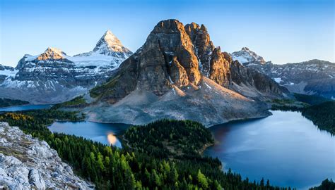 Canada Parks Mountains Lake Forests Scenery Banff Nature Wallpaper