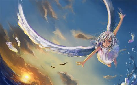 Fondos De Pantalla Anime ángel Chica Volando Alas Cielo 1920x1200 Hd