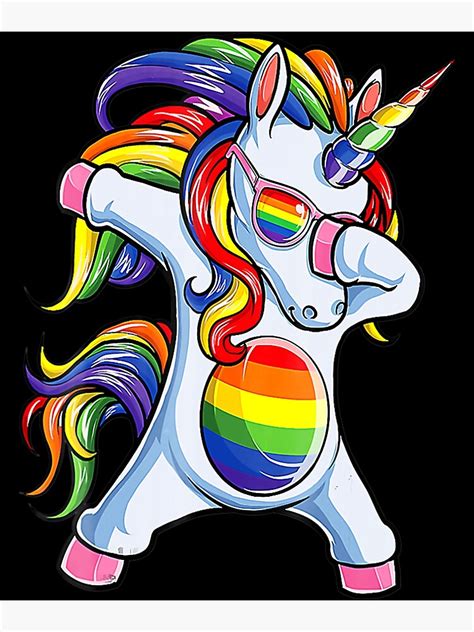 Dabbing Unicorn Gay Pride LGBT Lesbian Rainbow Flag Poster For Sale